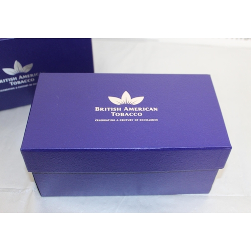 30 - Two Boxed British American Tobacco Hand Cut Crystal Tumblers Two Glasses In Each Box