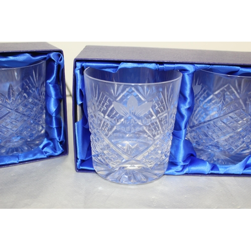 30 - Two Boxed British American Tobacco Hand Cut Crystal Tumblers Two Glasses In Each Box