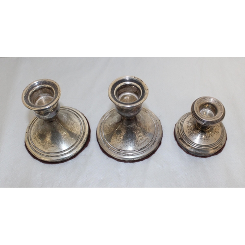 471 - Pair Of Silver Hallmarked Candle Stick Holders & One Other
Tallest-7cm