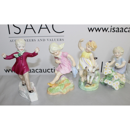 49 - 11 x Royal Doulton Collectable Figurines Months Of The Year (Missing February Damage To July As Show... 