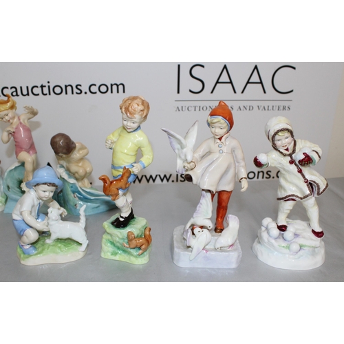 49 - 11 x Royal Doulton Collectable Figurines Months Of The Year (Missing February Damage To July As Show... 