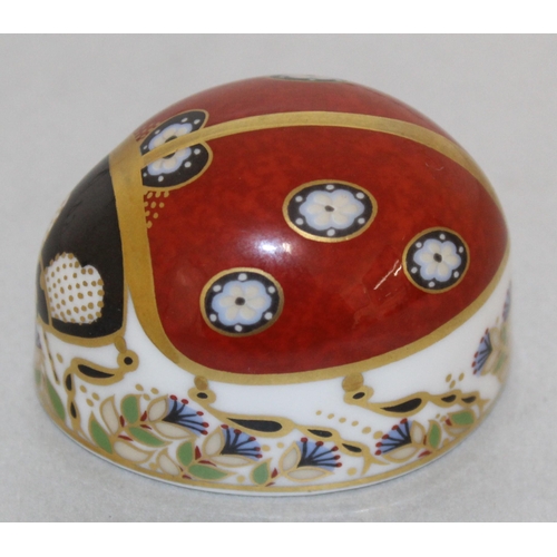 55 - Royal Crown Derby Bone China Seven Spot Ladybird Paperweight With Gold Stopper
COLLECTION ONLY