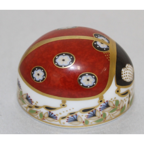 55 - Royal Crown Derby Bone China Seven Spot Ladybird Paperweight With Gold Stopper
COLLECTION ONLY