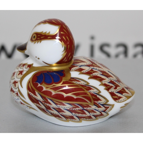 56 - Royal Crown Derby Bone China Swimming Duckling paperweight With Silver Stopper
COLLECTION ONLY