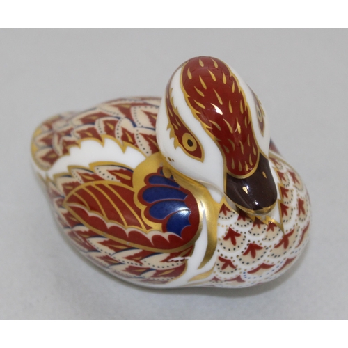 56 - Royal Crown Derby Bone China Swimming Duckling paperweight With Silver Stopper
COLLECTION ONLY