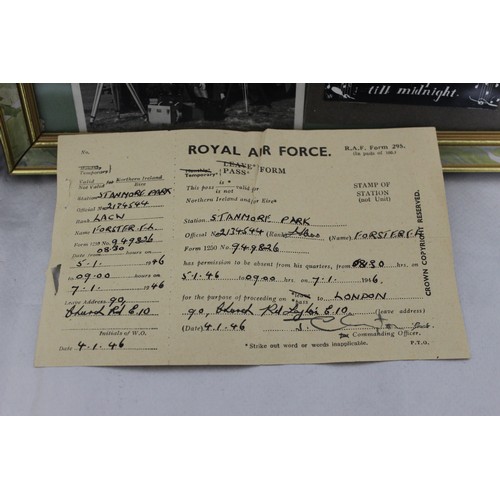 203 - Collection Of Royal Air Force Transport Driver L Forster. Includes Pictures, Paperwork and Signature... 