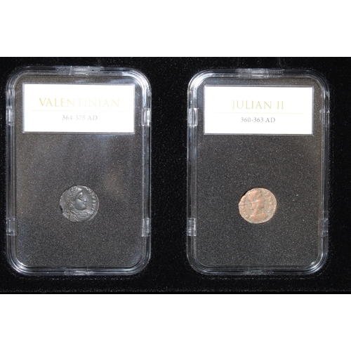 274 - Boxed 8 x Slab Roman Coins With Certificates 
Honorius 393-423 AD
Arcadius 383-408 AD
Romulus & Remu... 