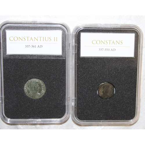 274 - Boxed 8 x Slab Roman Coins With Certificates 
Honorius 393-423 AD
Arcadius 383-408 AD
Romulus & Remu... 