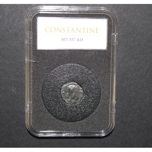 275 - Boxed Two Slab Roman Coins With Certificates  
Licinius  II 317-324 AD
Constantine 307-337 AD