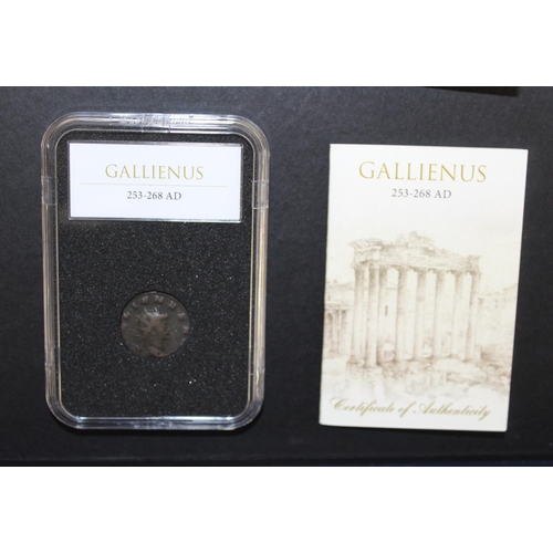 276 - Boxed Two Slab Roman Coins With Certificates  
Gallienus 253-268 AD
Aurelian 270-275 AD