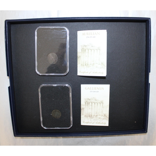 276 - Boxed Two Slab Roman Coins With Certificates  
Gallienus 253-268 AD
Aurelian 270-275 AD