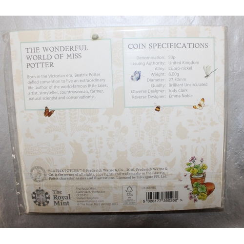 290 - 2016 Beatrix Potter 50p Brilliant Uncirculated Sealed Pack