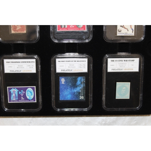 362 - Philatelic Legends 12 x UK & Other Slab Stamps