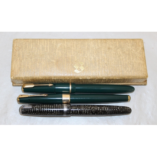 5 - 4 x Fountain Pens Parker/Sheaffer Boxed/ Parker Fountain With Broken Lid 14K Nib (UNTESTED)