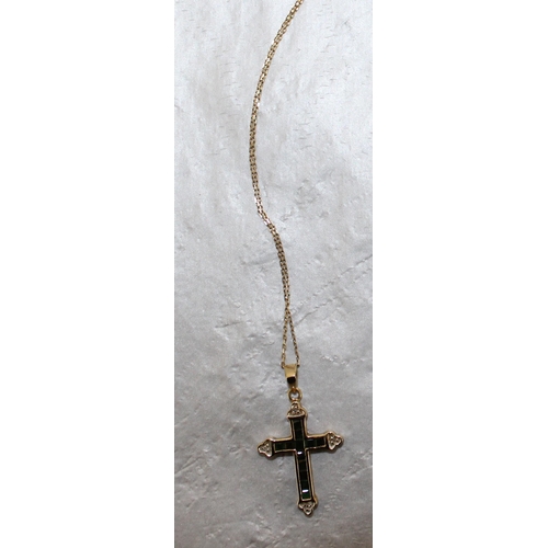 539 - Stamped 375 Cross And Chain (Clasp NOT Gold As Shown In Pictures) Total Weight 2.60g