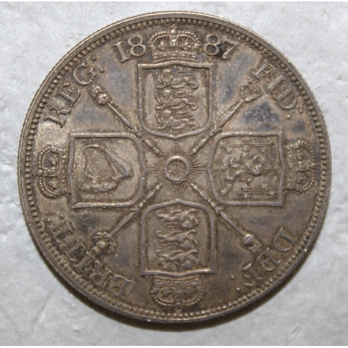 321 - 1887 Queen Victoria Double Florin Coin