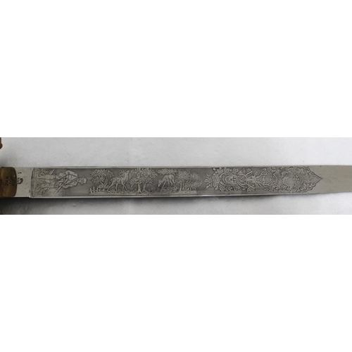 205 - An Imperial forestay cutlass with triple etched blade by W.K.C.

An exceptional example with portepe... 