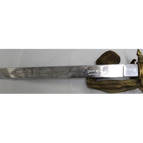 205 - An Imperial forestay cutlass with triple etched blade by W.K.C.

An exceptional example with portepe... 