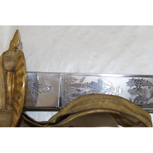 205 - An Imperial forestay cutlass with triple etched blade by W.K.C.

An exceptional example with portepe... 