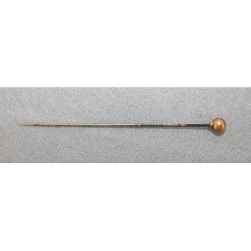 552 - Stamped 9ct Gold Ball On Hat Pin