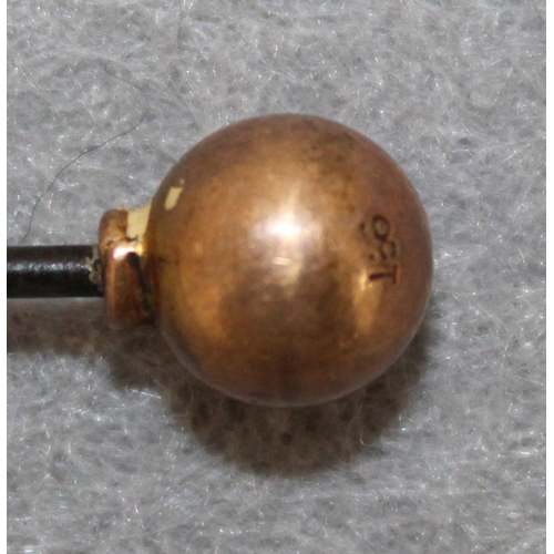 552 - Stamped 9ct Gold Ball On Hat Pin