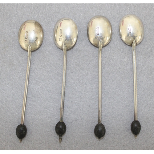 490 - Four Silver Hallmarked Bean Tea Spoons