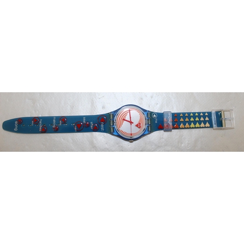 584 - Collectable Vintage Boxed Swatch Swiss Made (UNTESTED) With Original Carrier Bag