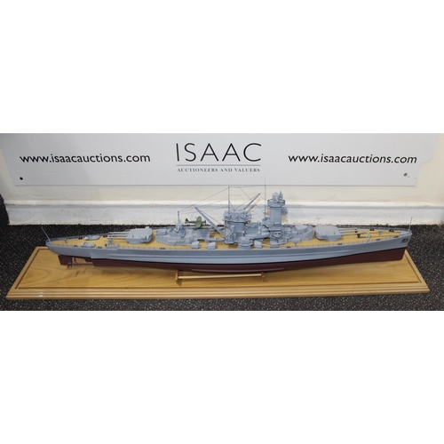 677 - Cased Battleship on Stand within Perspex Case
Case Length 103cm
Height 30 cm
COLLECTION ONLY