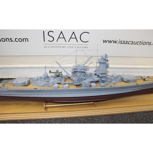 677 - Cased Battleship on Stand within Perspex Case
Case Length 103cm
Height 30 cm
COLLECTION ONLY