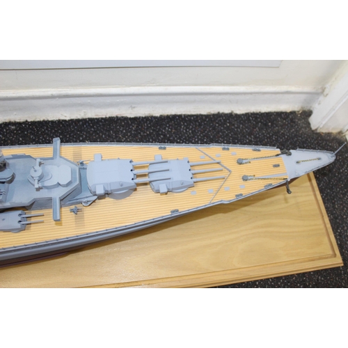 680 - Cased Battleship on Stand within Perspex Case
Case length 131.5cm
Height 35cm
COLLECTION ONLY