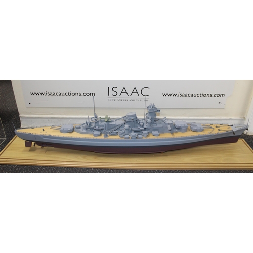 680 - Cased Battleship on Stand within Perspex Case
Case length 131.5cm
Height 35cm
COLLECTION ONLY