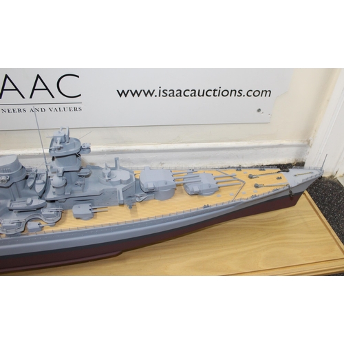 680 - Cased Battleship on Stand within Perspex Case
Case length 131.5cm
Height 35cm
COLLECTION ONLY