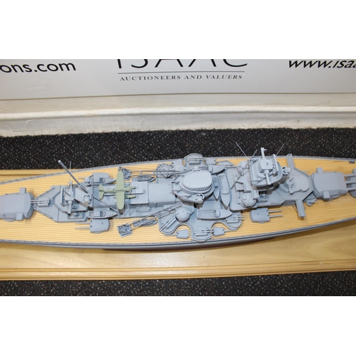 680 - Cased Battleship on Stand within Perspex Case
Case length 131.5cm
Height 35cm
COLLECTION ONLY