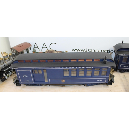 681 - BACHMAN B&O Royal Blue Line G Gauge Train and Carriages

Includes Engine, 3 Carriages and a Coal Car... 