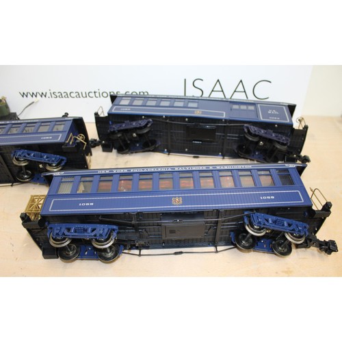 681 - BACHMAN B&O Royal Blue Line G Gauge Train and Carriages

Includes Engine, 3 Carriages and a Coal Car... 