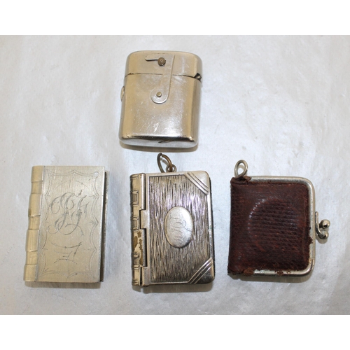 155 - Vintage Vesta Case/ Lighter/ Travelling Ink Well In Case/ Travelling Coin Holder