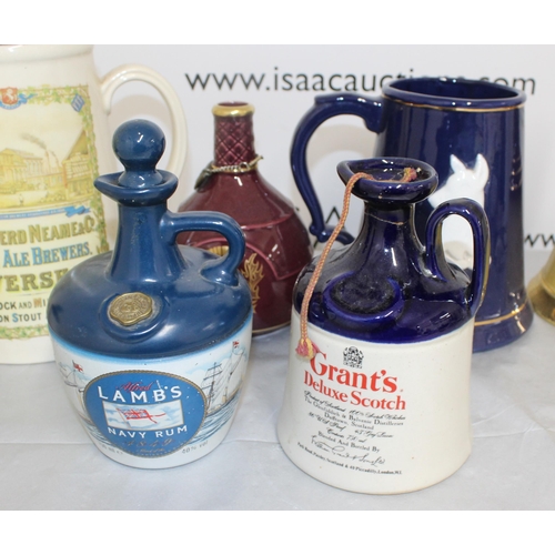 225 - Selection Of Decanters/Ceramic Tankards/Jug Inc Spode/HCW/Harry E TUNNICLIFFE LTD ETC
Damage Shown I... 