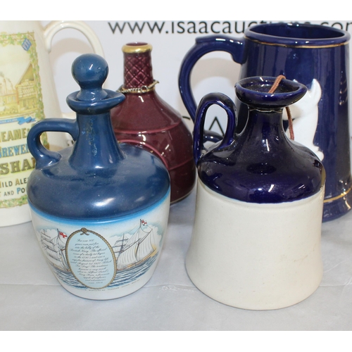 225 - Selection Of Decanters/Ceramic Tankards/Jug Inc Spode/HCW/Harry E TUNNICLIFFE LTD ETC
Damage Shown I... 