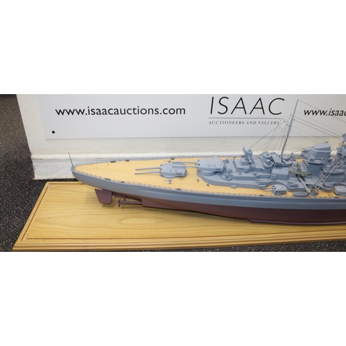 686 - Cased Battleship on Stand within Perspex Case (Small Crack In Case As Shown In  Pictures)
138cm x 40... 