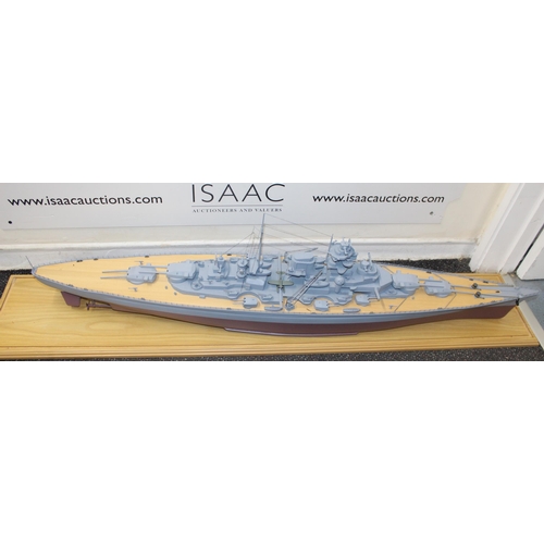 686 - Cased Battleship on Stand within Perspex Case (Small Crack In Case As Shown In  Pictures)
138cm x 40... 