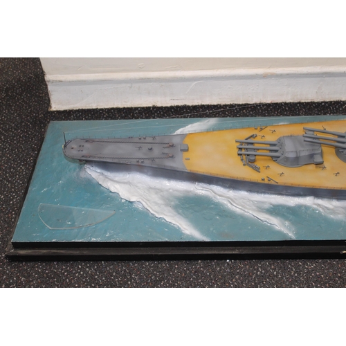 690 - Cased Japanese Battleship on Stand within Perspex Case(Damage To Case As Shown In Pictures)
144cm x ... 