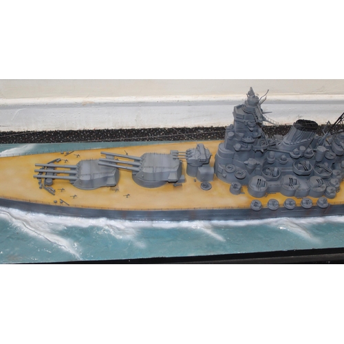 690 - Cased Japanese Battleship on Stand within Perspex Case(Damage To Case As Shown In Pictures)
144cm x ... 