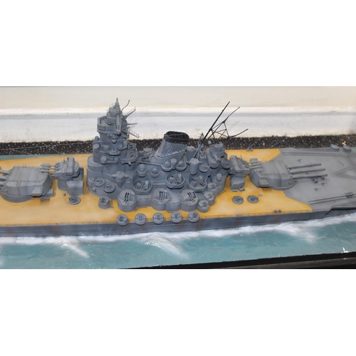 690 - Cased Japanese Battleship on Stand within Perspex Case(Damage To Case As Shown In Pictures)
144cm x ... 