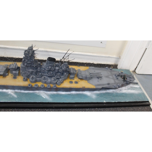 690 - Cased Japanese Battleship on Stand within Perspex Case(Damage To Case As Shown In Pictures)
144cm x ... 