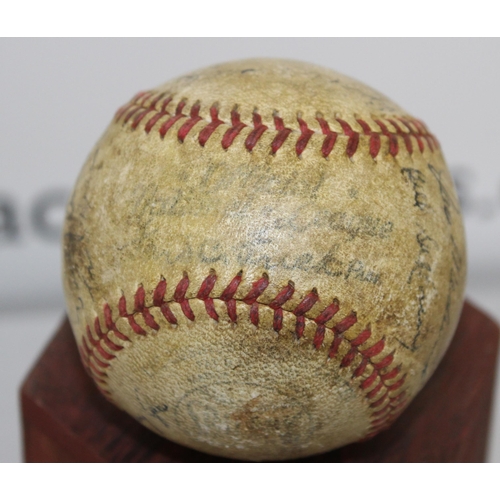 612 - 1945 New York Giants Baseball Match ball  
Player Signatures believed to include:
Ernie Lombardi
Joe... 