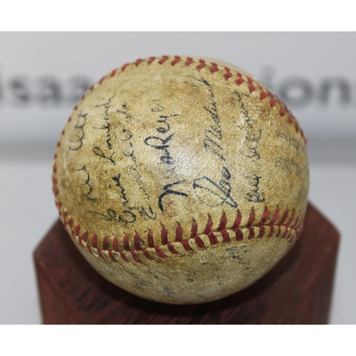 612 - 1945 New York Giants Baseball Match ball  
Player Signatures believed to include:
Ernie Lombardi
Joe... 