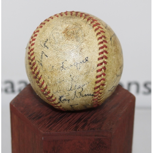 612 - 1945 New York Giants Baseball Match ball  
Player Signatures believed to include:
Ernie Lombardi
Joe... 