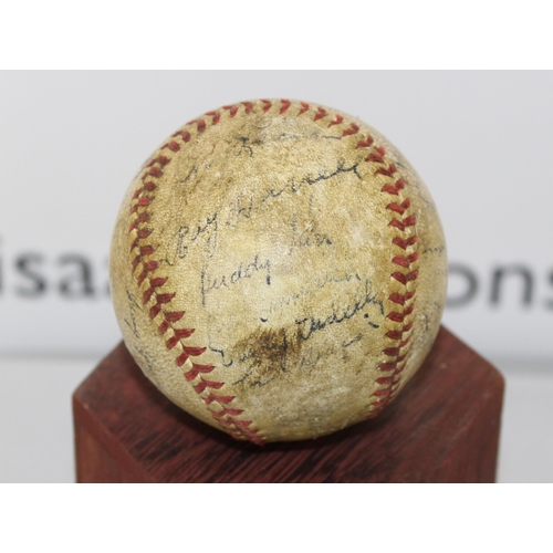 612 - 1945 New York Giants Baseball Match ball  
Player Signatures believed to include:
Ernie Lombardi
Joe... 