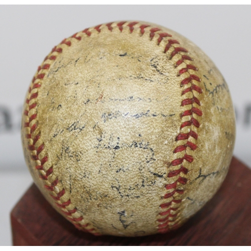 612 - 1945 New York Giants Baseball Match ball  
Player Signatures believed to include:
Ernie Lombardi
Joe... 