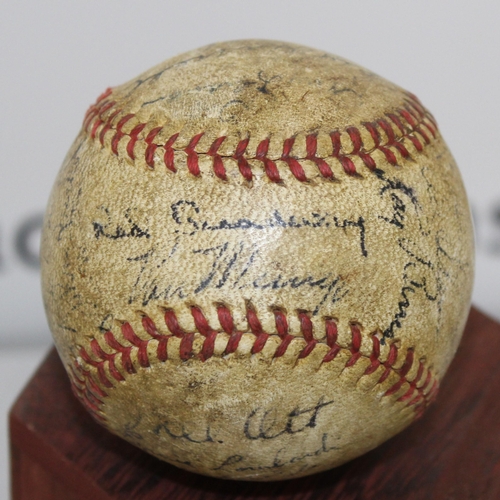 612 - 1945 New York Giants Baseball Match ball  
Player Signatures believed to include:
Ernie Lombardi
Joe... 